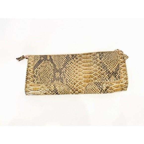 MNG Mango Brown Snakeskin Clutch Wristlet Small Animal Print - Picture 5 of 6